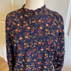 Talbots Navy Pinwale with Fall Flowers
